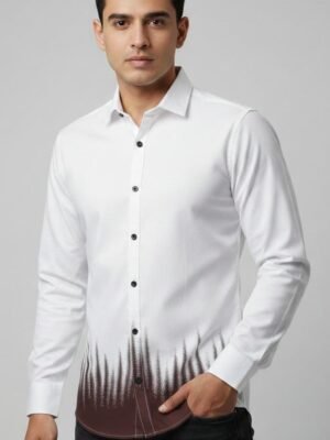 Men Slim Fit Solid Spread Collar Formal Shirt