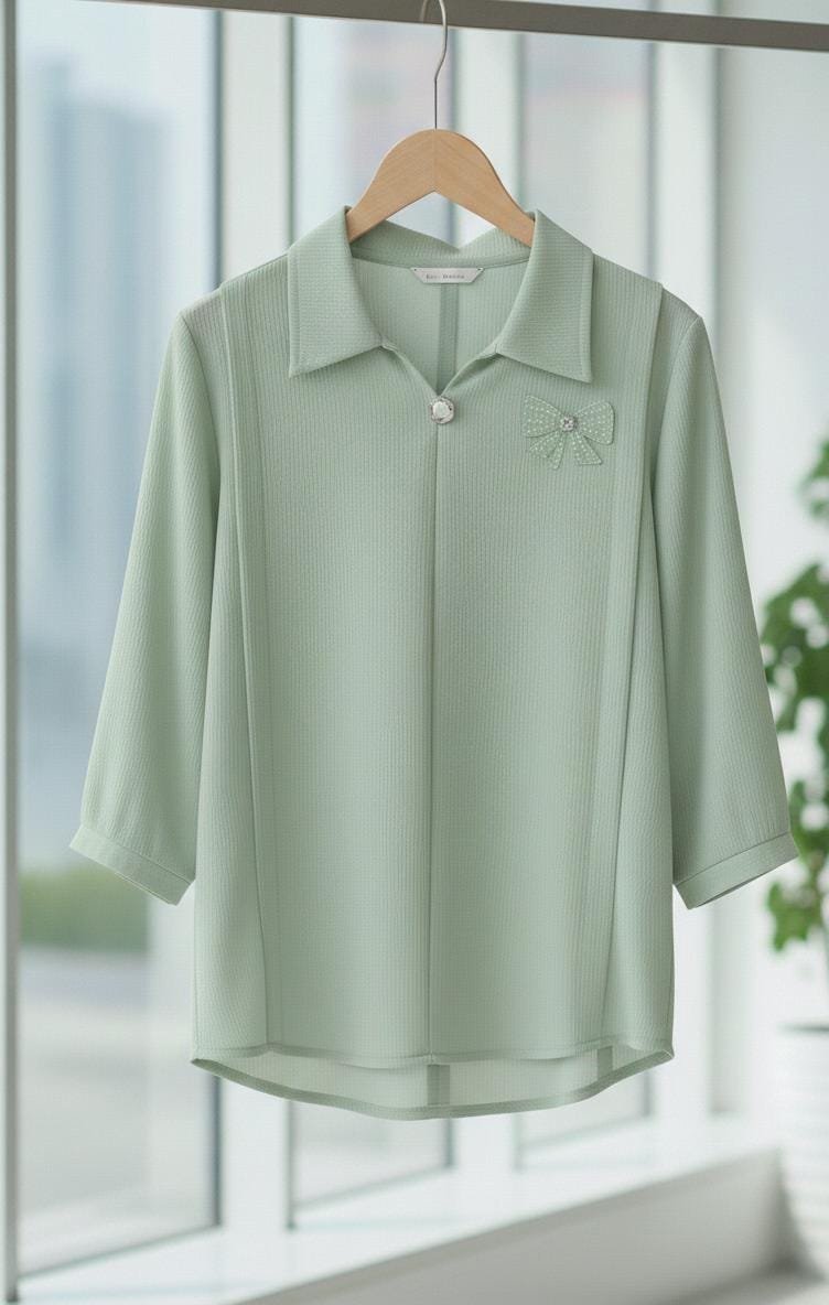 Light Green Women Causal Top - Image 2
